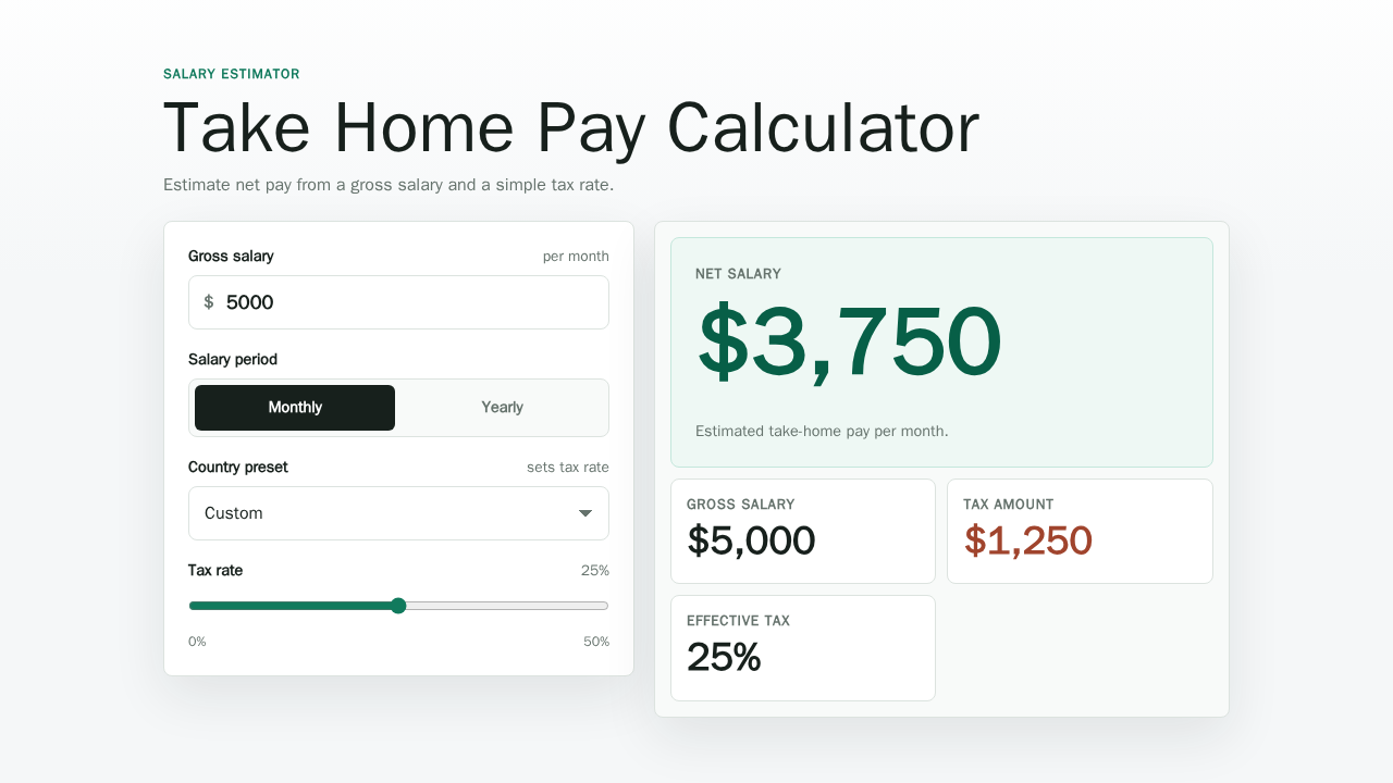 Take Home Pay Calculator — calculators utility on PlayApp by @igor_perciuleac